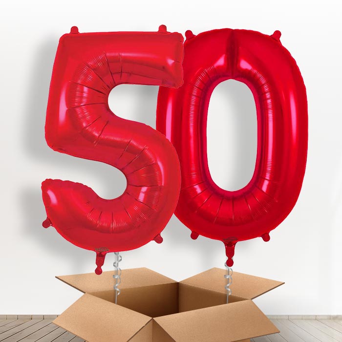 Red 50 Balloons in a Box