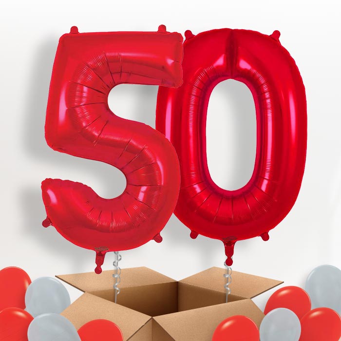 Red 50 Balloons in a Box