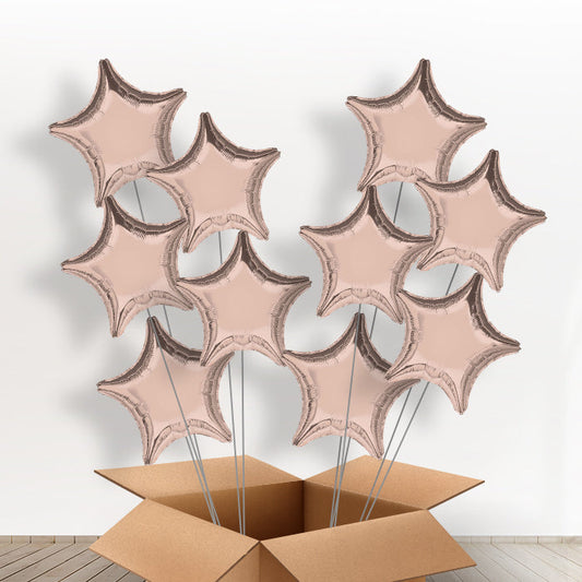 Rose Gold Stars Inflated Foil Bunch of Balloons - 5 Balloons | Small Indoor Plants