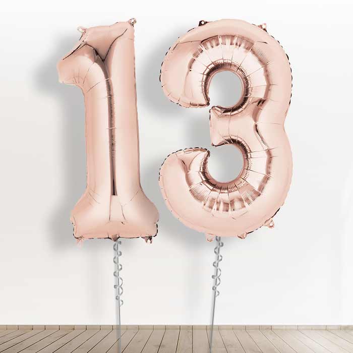 Rose Gold Giant Numbers 13th Birthday Balloon in a Box Gift