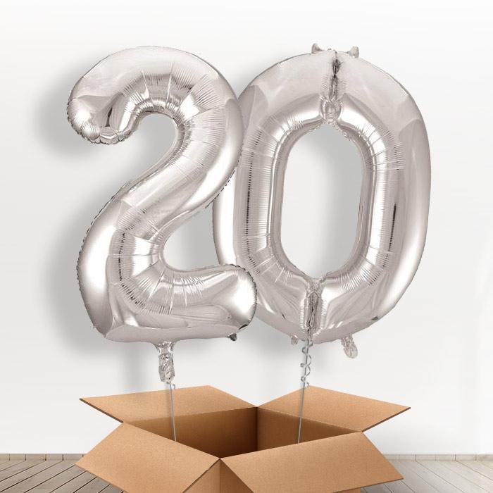 Silver 20 Balloons in a Box