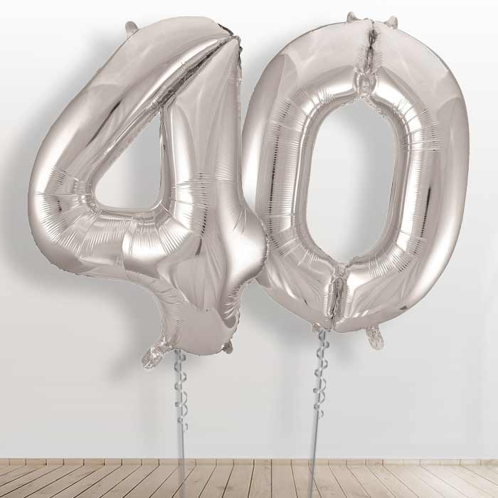 Silver Giant Numbers 40th Birthday Balloon in a Box Gift