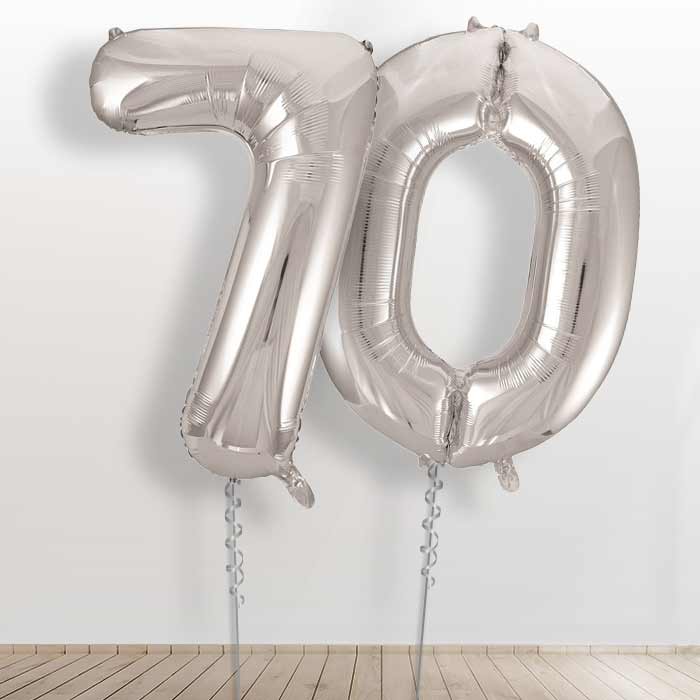 Silver Giant Numbers 70th Birthday Balloon in a Box Gift