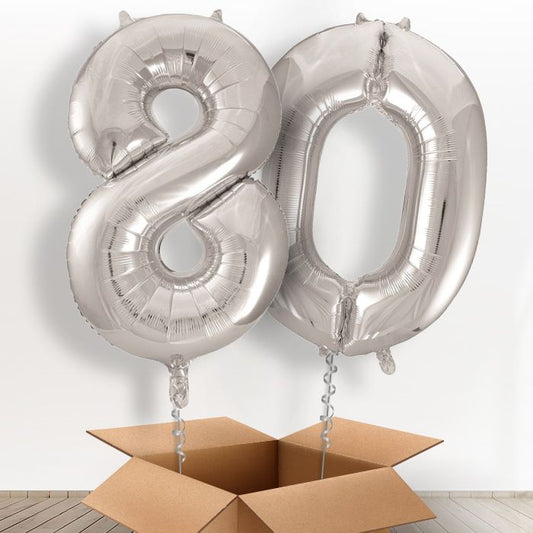 80 Balloons Delivery in a Box - Silver