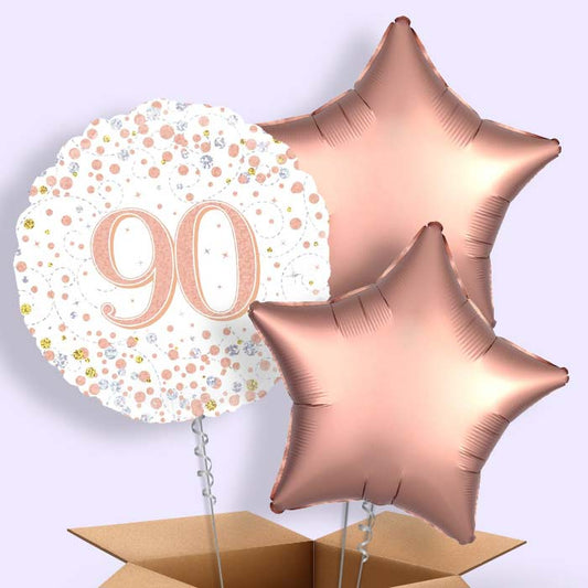 Rose Gold and White 90th Birthday  Balloon in a Box
