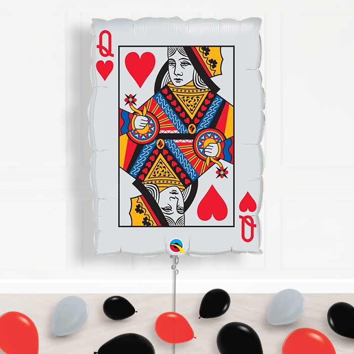 Inflated Casino | Queen of Hearts Helium Balloon Package in a Box - Supershape Balloon | Small Indoor Plants