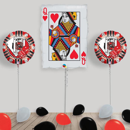 Inflated Casino | Queen of Hearts Helium Balloon Package in a Box - Package | Small Indoor Plants