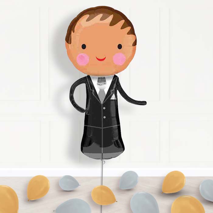 Groom Wedding Balloon Display Package - Supershape Balloon | Small Indoor Plants