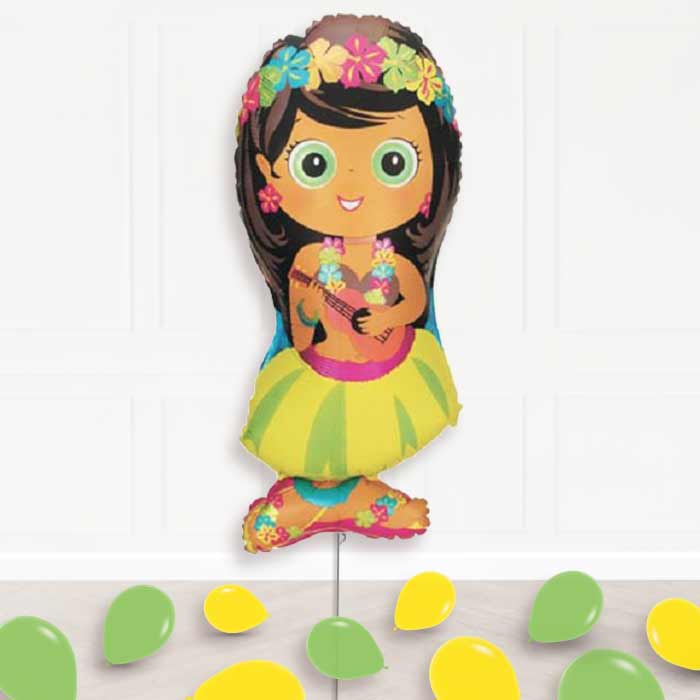 Inflated Hula Girl Helium Balloon Package in a Box - Supershape Balloon | Small Indoor Plants