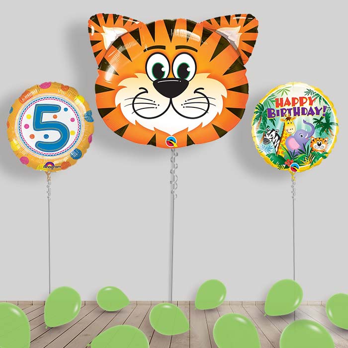 Jungle & Safari Balloon Package Inflated Helium Balloons Delivered - 5th Birthday | Small Indoor Plants