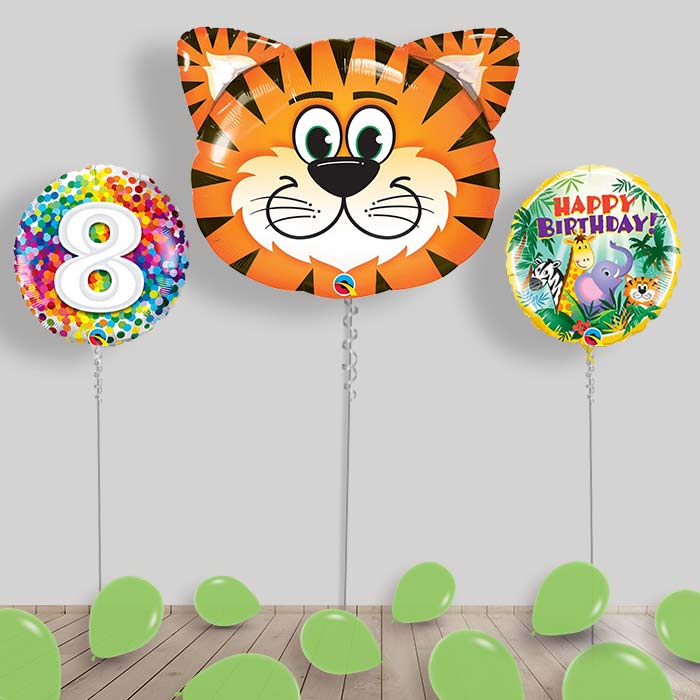 Jungle & Safari Balloon Package Inflated Helium Balloons Delivered - 8th Birthday | Small Indoor Plants