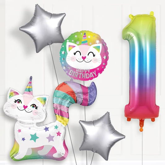 Caticorn Helium Balloon Package 1st Birthday - Number 1 | Small Indoor Plants