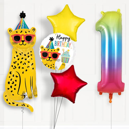 Cheetah Helium Balloon Package 1st Birthday - Number 1 | Small Indoor Plants