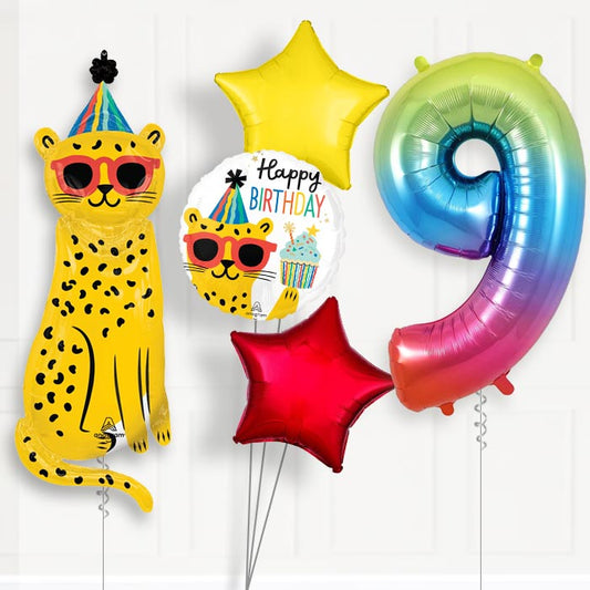 Cheetah Helium Balloon Package 9th Birthday - Number 9 | Small Indoor Plants