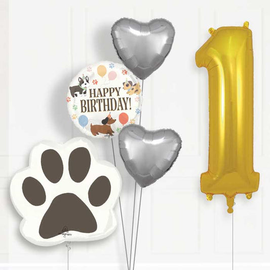 Dog Helium Balloon Package 1st Birthday - Number 1 | Small Indoor Plants
