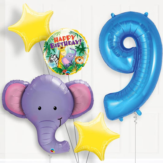 Elephant Helium Balloon Package 9th Birthday - Number 9 | Small Indoor Plants