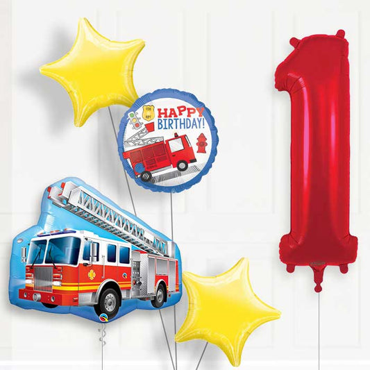 Fire Engine Helium Balloon Package 1st Birthday - Number 1 | Small Indoor Plants