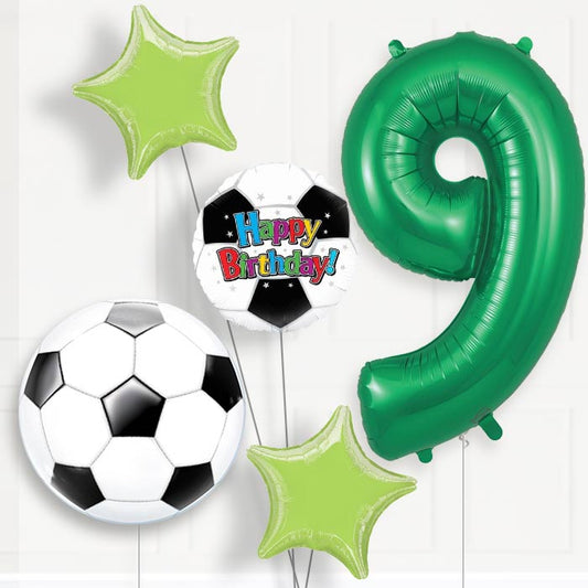 Football Helium Balloon Package 9th Birthday - Number 9 | Small Indoor Plants