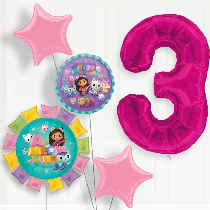 Gabbys Dollhouse Helium Balloon Package 3rd Birthday