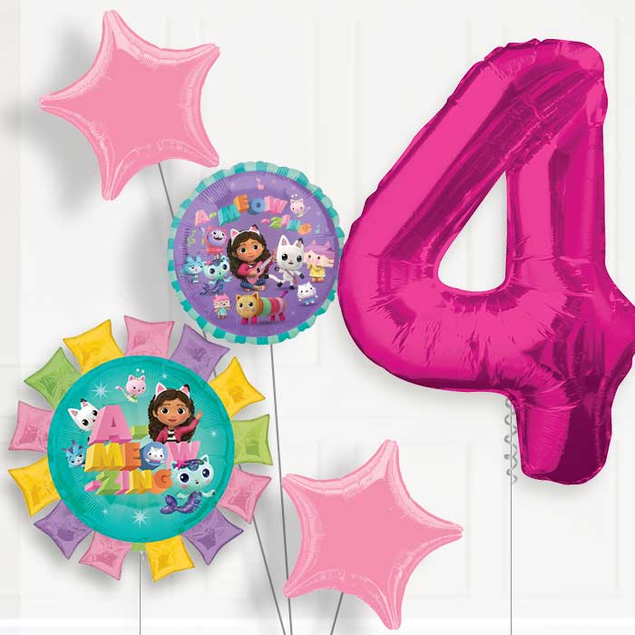 Gabbys Dollhouse Helium Balloon Package 4th Birthday