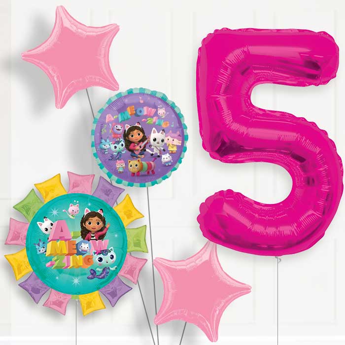 Gabbys Dollhouse Helium Balloon Package 5th Birthday