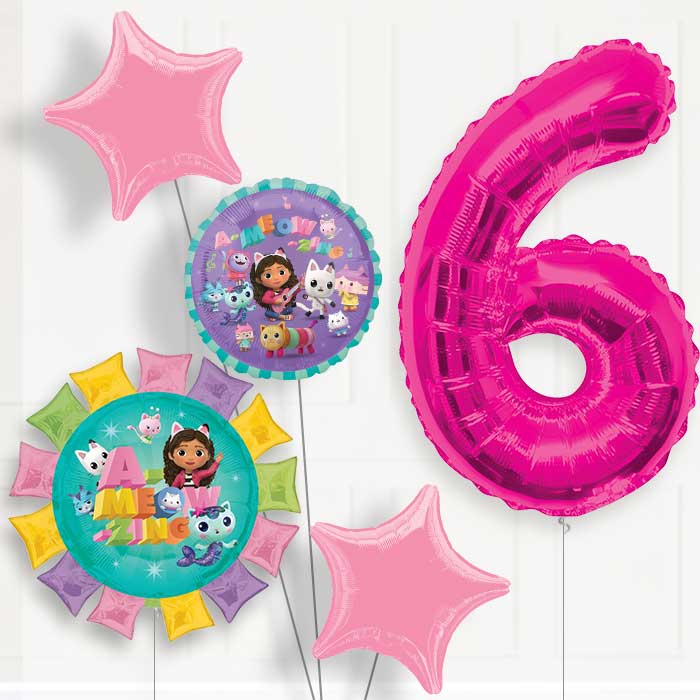 Gabbys Dollhouse Helium Balloon Package 6th Birthday