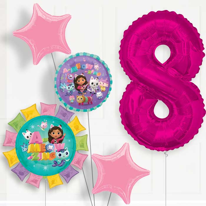 Gabbys Dollhouse Helium Balloon Package 8th Birthday