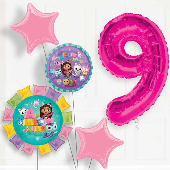 Gabbys Dollhouse Helium Balloon Package 9th Birthday