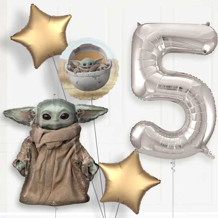 Mandalorian Helium Balloon Package 5th Birthday - Number 5 | Small Indoor Plants
