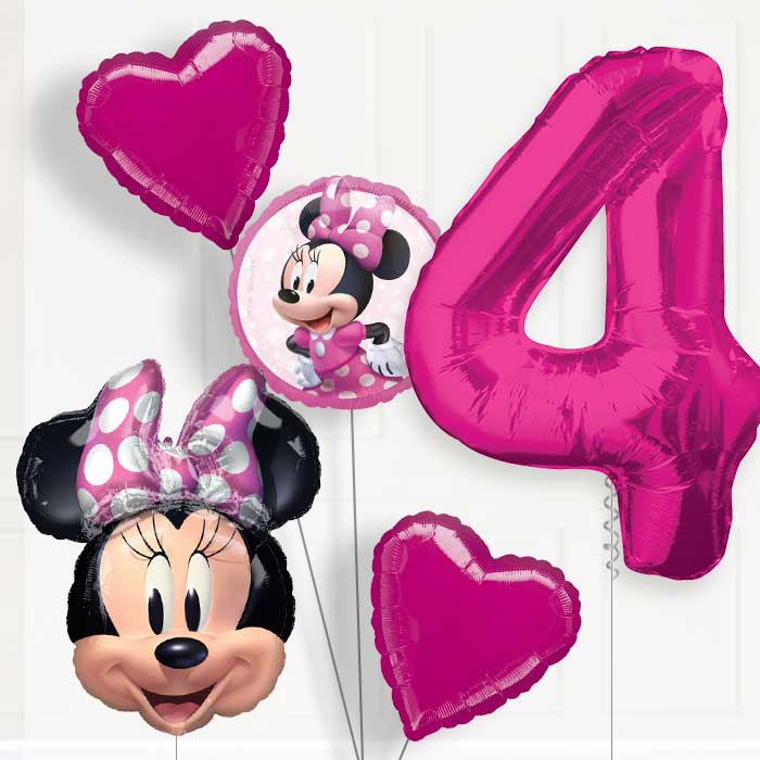 Minnie Mouse Helium Balloon Package 4th Birthday