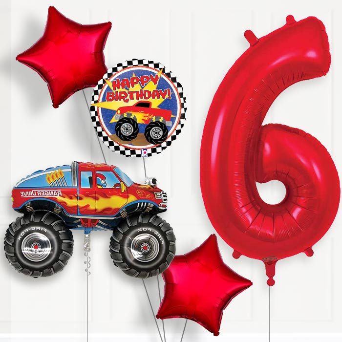 Monster Truck Helium Balloon Package 6th Birthday