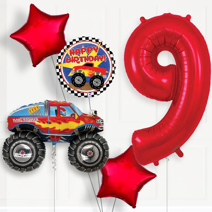 Monster Truck Helium Balloon Package 9th Birthday