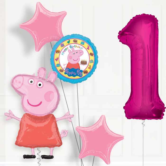 Peppa Pig Helium Balloon Package 1st Birthday