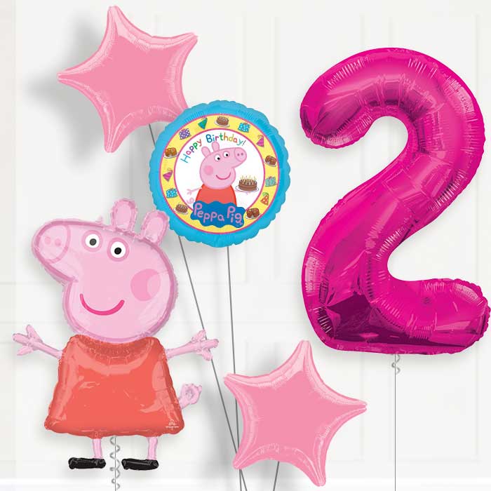 Peppa Pig Helium Balloon Package 2nd Birthday