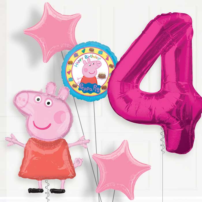 Peppa Pig Helium Balloon Package 4th Birthday