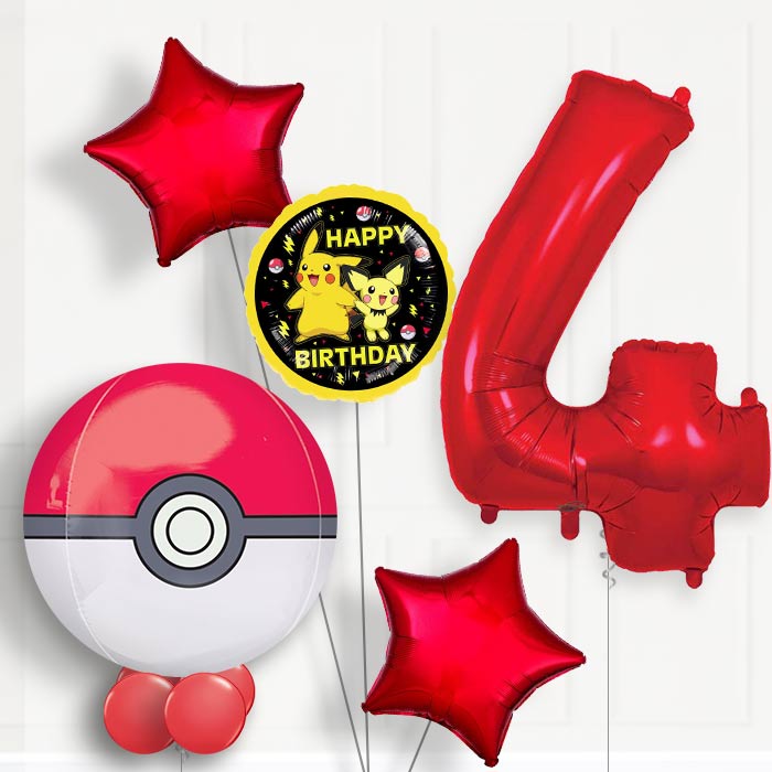 Pokemon Pokeball Helium Balloon Package 4th Birthday