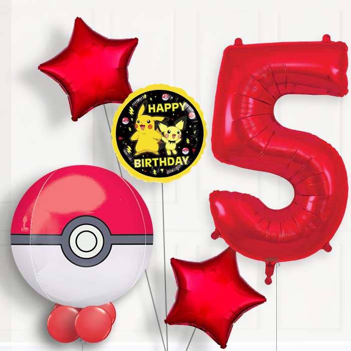 Pokemon Pokeball Helium Balloon Package 5th Birthday