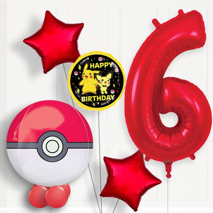 Pokemon Pokeball Helium Balloon Package 6th Birthday