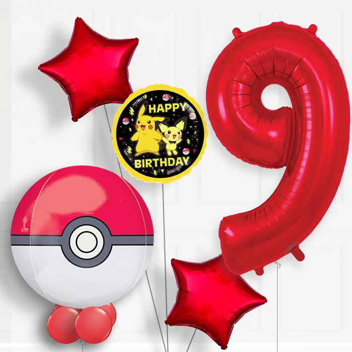 Pokemon Pokeball Helium Balloon Package 9th Birthday