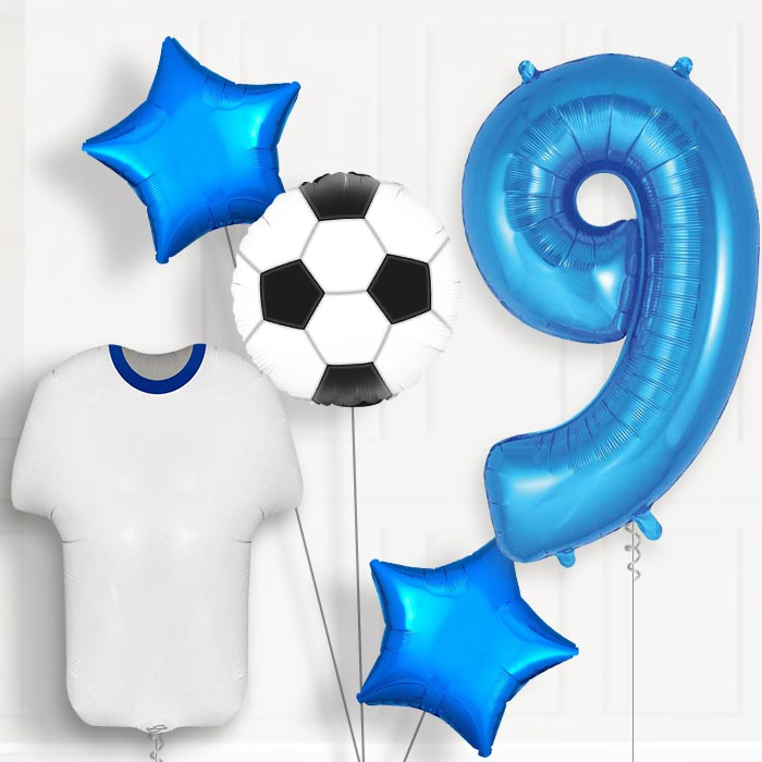 Blue and White Football Shirt 9th Birthday Balloon Package