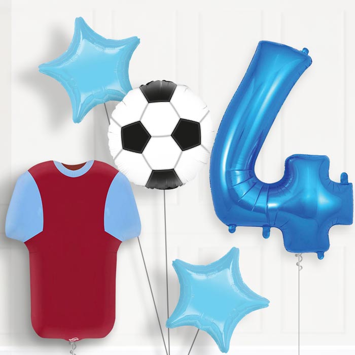Claret and Blue Football Shirt 4th Birthday Balloon Package