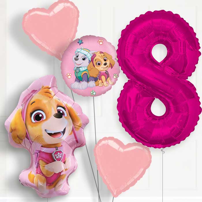 Skye Shaped Helium Balloon Package 8th Birthday