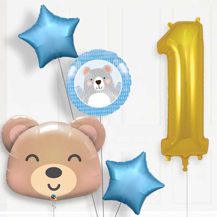 Teddy Bear Helium Balloon Package 1st Birthday