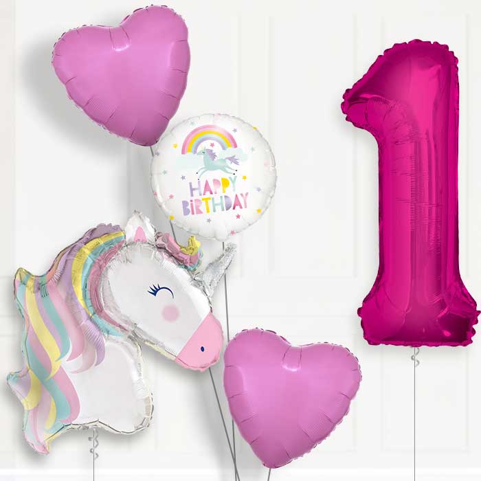 Pastel Unicorn Helium Balloon Package 1st Birthday