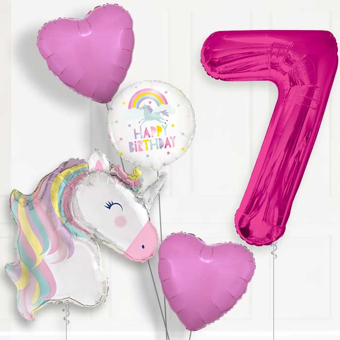 Pastel Unicorn Helium Balloon Package 7th Birthday