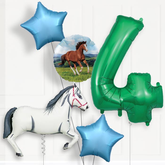 White Horse Helium Balloon Package 4th Birthday