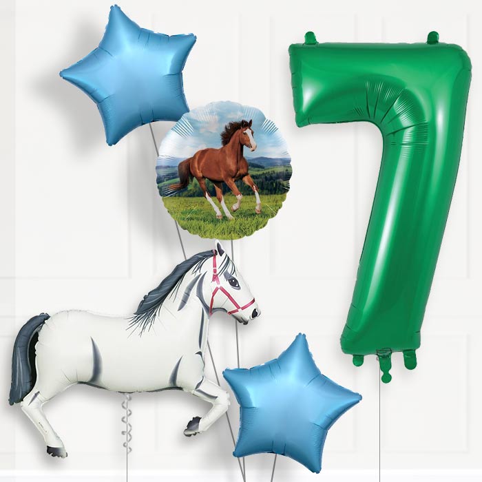 White Horse Helium Balloon Package 7th Birthday