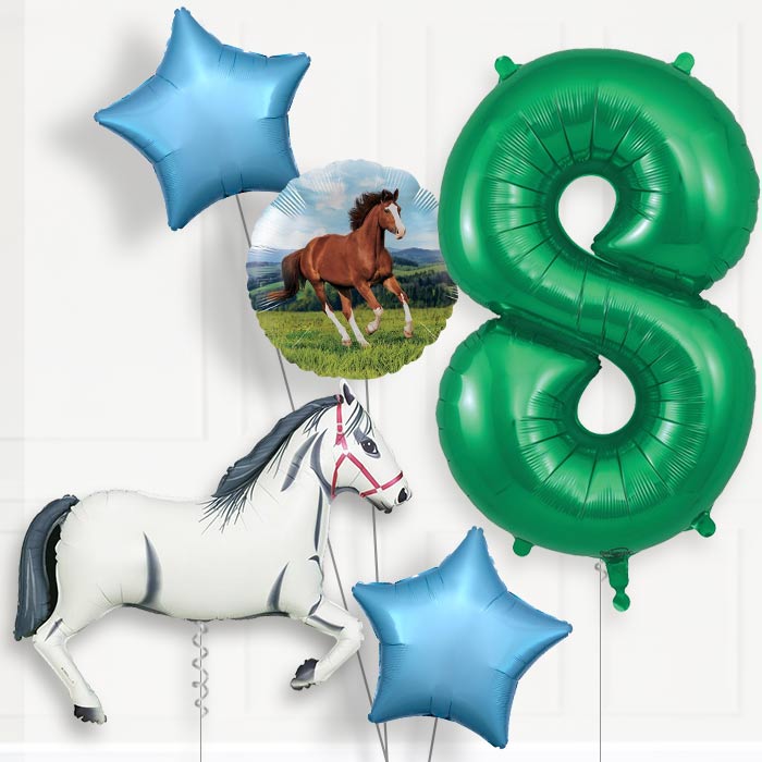 White Horse Helium Balloon Package 8th Birthday