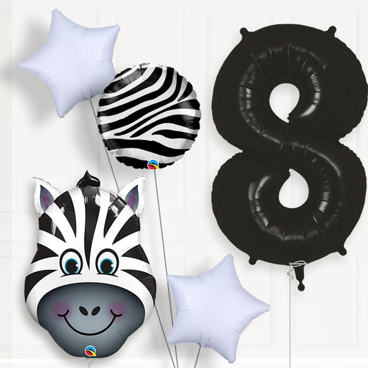 Zebra Helium Balloon Package 8th Birthday