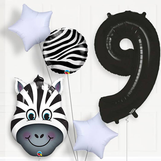 Zebra Helium Balloon Package 9th Birthday